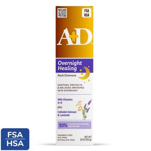 A+D Overnight Healing Diaper Rash Ointment for Baby 3.6oz Soothes Protects Relieves Skin