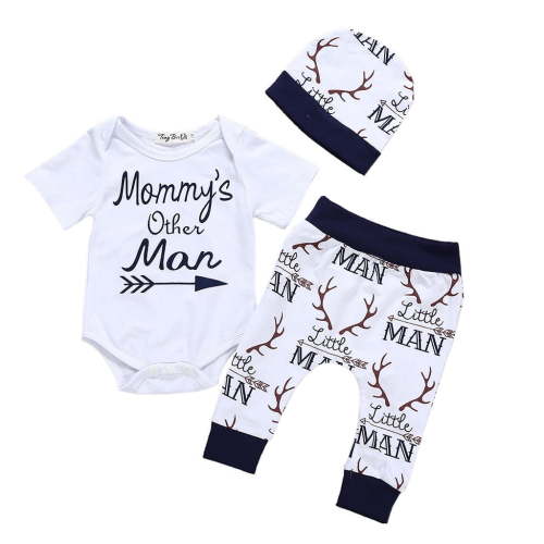 Newborn Baby Boy Clothes Newborn Kids Baby Boy Outfits Clothes Letter Print Romper Jumpsuit+Pants+Hat Set Newborn Boy Outfits Boy Newborn Clothes Newborn Boy Pants Baby Boy Clothes