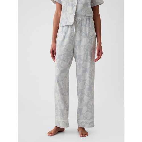 Linen-Blend PJ Pants in blue floral, size: XL