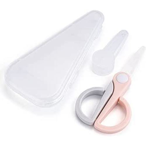 Ceramic Scissors for Baby Food Cutting, Safety Healthy BPA Free Toddler Feeding Shears with Protective Blade Cover and Portable Travel Case-Pink/Grey : Baby