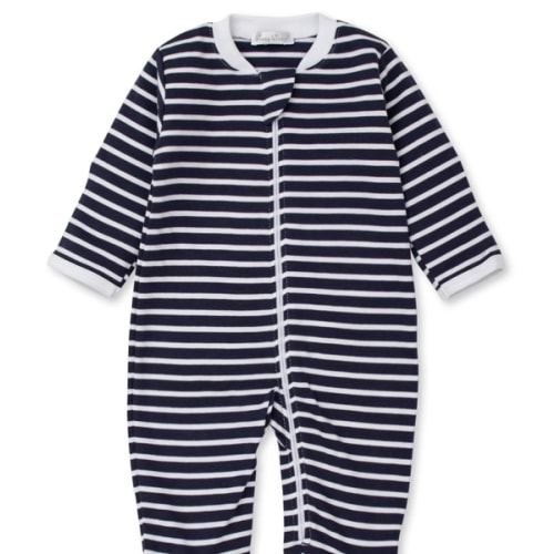 Team Stripes Navy Zip Footie