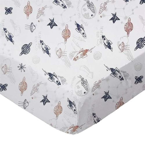 SheetWorld Fitted Pack N Play Playard Sheet Compatible with Maxi COSI Swift Play Yard 31 x 39 inches, 100% Cotton Jersey, Hypoallergenic, Butter Soft, Space, Made in USA