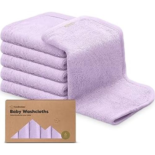 6-Pack Baby Washcloths - Soft Viscose Derived from Bamboo Washcloth, Baby Wash Cloths, Baby Wash Cloth for Newborn, Kids, Bath Baby Towels, Face Towel, Face Cloths for Washing Face(Soft Lilac)