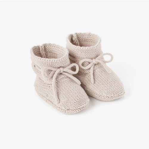 Taupe Garter Knit Baby Booties – Elegant Baby
