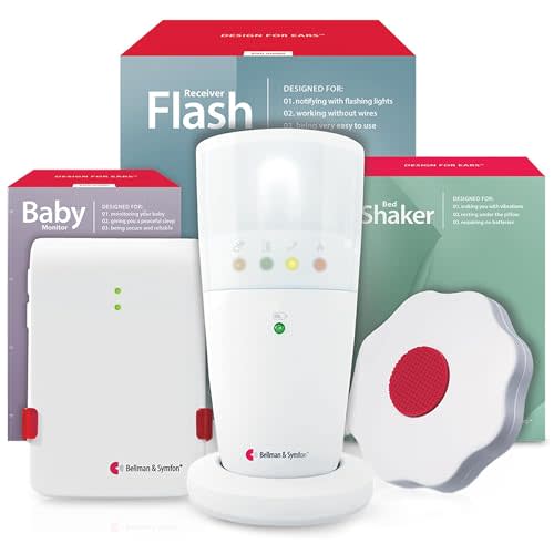 Bellman & Symfon Baby Cry Monitor with Flash Receiver and Bed Shaker – Non-WiFi Baby Monitoring System with Light & Vibration Alerts – Ideal for Deaf, Hard of Hearing and Deep Sleepers
