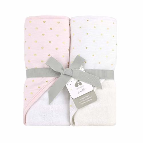 Just Born Boys and Girls Newborn Infant Baby Toddler 2-Pack Hooded Bath Towel Set, Pink, One Size