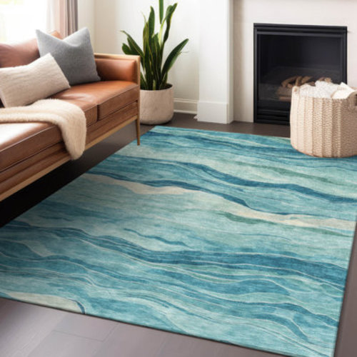 Wade Logan® Machine Washable Indoor/Outdoor Christain ACN1251 Turquoise Rug & Reviews | Wayfair