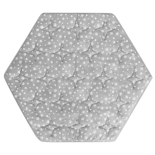 Hexagon Playpen Mat Compatible with POP 'N GO Baby Playpen, Grey with Star Print