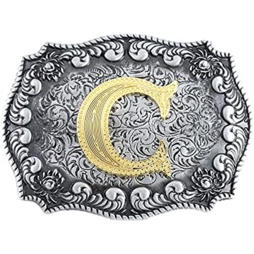 HUABOLA CALYN Belt Buckle Men, Western Cowboy Rodeo Small Alphabet Letter ABCDMRJ to Z Initial Belt Buckles for Women