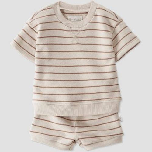 Little Planet by Carter's Organic Baby 2pc Striped Shorts Set - Brown, Size: 3M