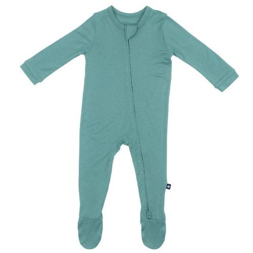 Larkspur Baby Zip Footie In Jade - Newborn
