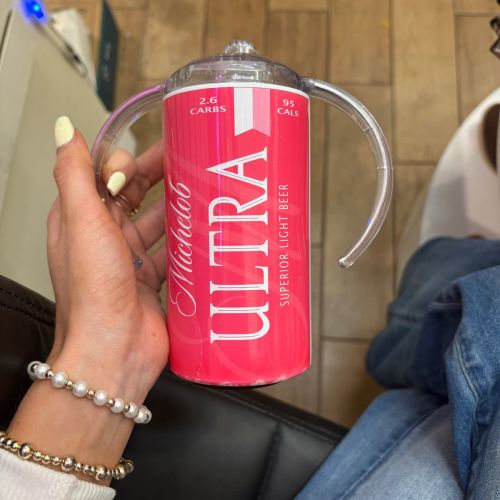 Pink Michelob Sippy Cup-Buck's Boutique