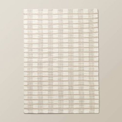5'x7' Rib Stripe Plaid Handmade Woven Area Rug Tan/cream/khaki - Hearth & Hand™ With Magnolia