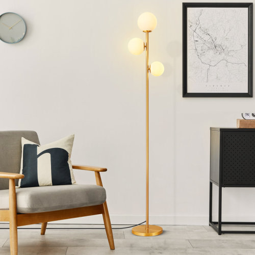 Willa Arlo™ Interiors Sagers 69" LED Dimmable Tree Floor Lamp with Globe Glass Shades & Reviews | Wayfair