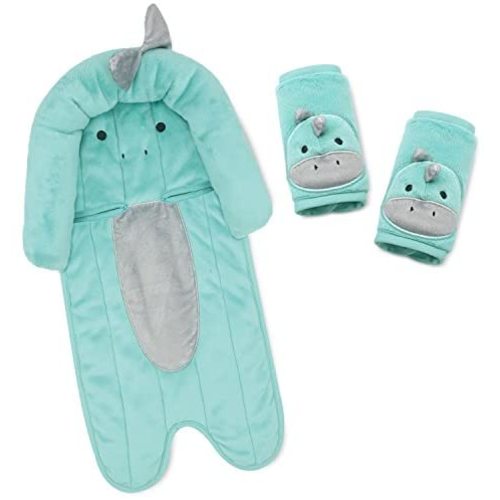 Travel Bug Baby & Toddler 3-Piece Head Support & Strap Covers Set for Car Seats, Strollers & Bouncers … (Dinosaur)