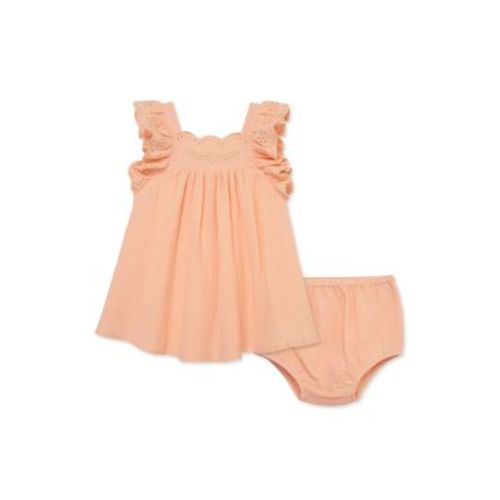 Baby Girls Peach Sundress with Diaper Cover