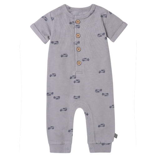 Modern Moments by Gerber Baby Boy Short Sleeve Henley Romper, Sizes 0/3 Months - 24 Months