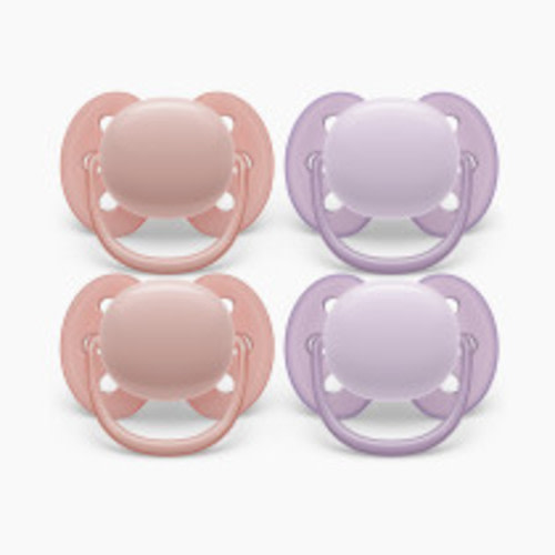 Philips Avent Ultra Soft Pacifier, 0-6 Months (4 Pack) - Lychee/Fresh Lilac, 4