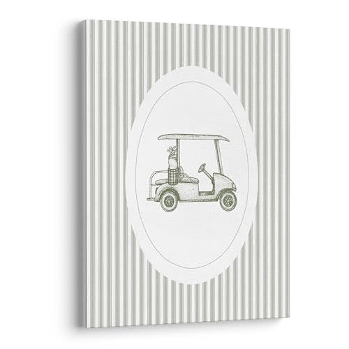 XWELLDAN Green Golf Cart Nursery Baby Boy Room Framed Canvas Wall Art Decor, 11x14 Inches