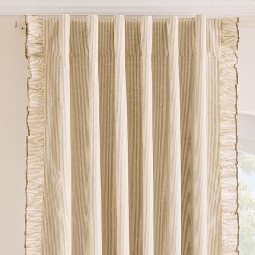 Pinstripe Ruffle Blackout Curtain Set Of 2