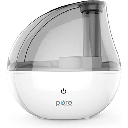 Pure Enrichment MistAire Silver Ultrasonic Cool Mist Humidifier for Bedroom, Office, Nursery & Indoor Plants - Lasts Up to 25 Hours, Whisper-Quiet Operation, Optional Night Light, & Auto Shut-Off