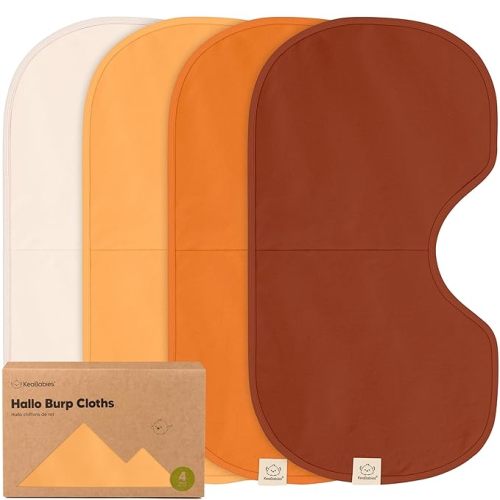 KeaBabies 4-Pack Baby Burp Cloths Baby Girl, Boy - Organic Cotton Burp Cloth, Extra Large, Absorbent, Soft Burping Cloths & Bibs Set for Babies, Newborn Burp Clothes, Thick Burp Ragss (Sahara)