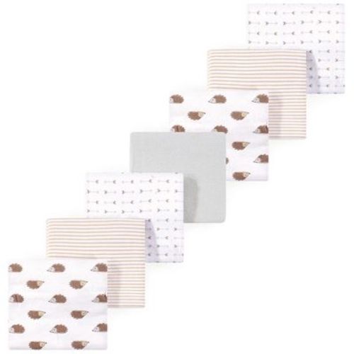 Luvable Friends Hudson Baby Cotton Poly Flannel Receiving Blankets 7pk, Forest Hedgehogs