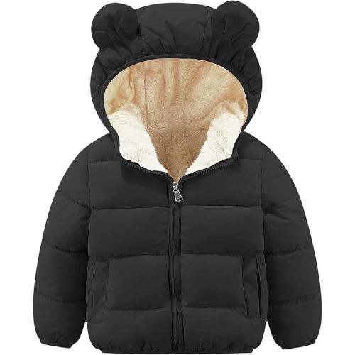 Toddler Boys Girls Thicken Winter Coat Baby Fleece Warm Cute Bear Ear Hooded Jacket Clothes 2024