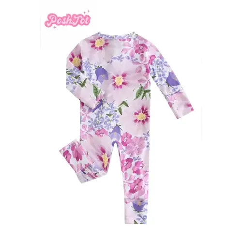 POSHTOT purpleflower 0-3M Footed One-Piece with Zipper and - TikTok Shop