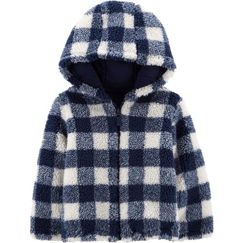 Simple Joys by Carter's Baby Boys' Hooded Sherpa Jacket - 12 Months - Navy/Ivory