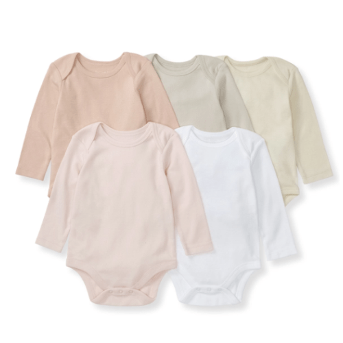 Organic Cotton Long Sleeve Bodysuits 5 Pack (6-9m)