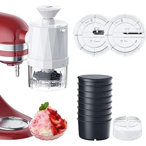 Shaved Ice Attachment for KitchenAid Stand Mixer, As Kitchen Aid Shaved Ice with Coarse and Fine Blades, 8 Ice Cube Molds