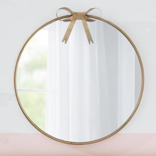 Medium Round Gold Bow Mirror (24 in.)