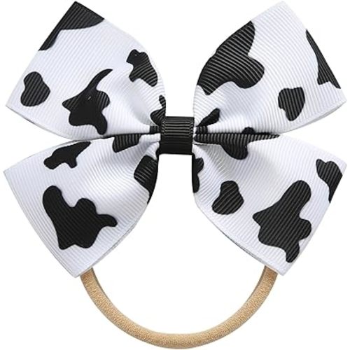 Fancheer Baby Girls Cow Print Cowgirl Bow Headband Infant Toddler Birthday Party Hair Accessories