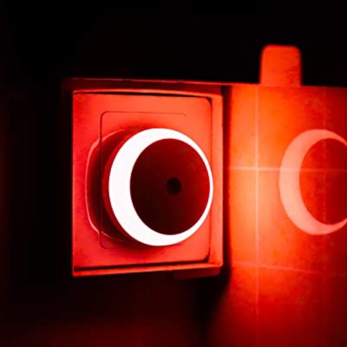 Red Night Light, LED Night Light Plug in, Dusk to Dawn Smart Sensor, Red Light for Sleep, 2 Pack Nightlight Plug into Wall, for Bedroom, Bathroom, Kids Room, Kitchen, Hallway, Stairway, Round