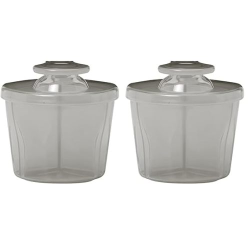 Dr. Brown's Baby Formula Dispenser with Snap-On Lid for On-The-Go Feedings,Milk Powder Dispenser for Traveling with Infant,Gray (Pack of 2)