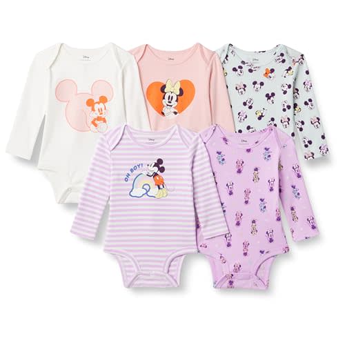 Amazon Essentials Disney | Marvel | Star Wars Unisex Babies' Long-Sleeve Bodysuits, Pack of 5