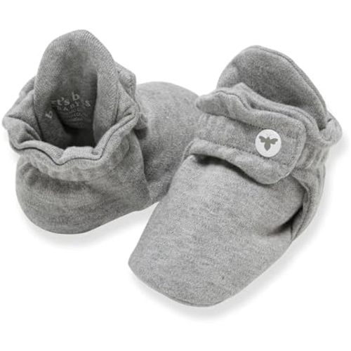 Burt’s Bees Baby Adjustable Baby Booties, 100% Organic Cotton, Easy On and Off Snap Boots, Snug Fit - Baby Essential