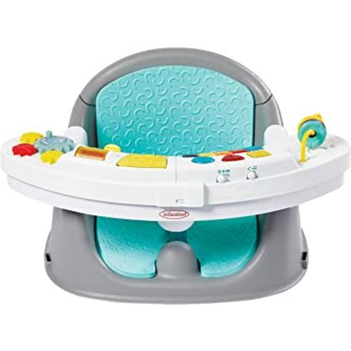 Infantino Music & Lights 3-in-1 Discovery Seat and Booster - Convertible Booster, Infant Activity Seat and Feeding Seat with Electronic Piano for Sensory Exploration, for Babies and Toddlers, Teal