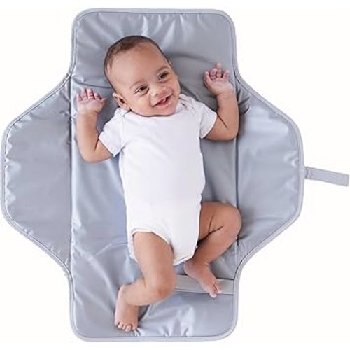 Lily Miles Baby Changing Pad Portable, Diaper Changing Mat with Magnetic Latches, Travel Pad for Diaper Bag, Baby Essentials, Wipeable & Waterproof Mat (Heather Gray, Large)