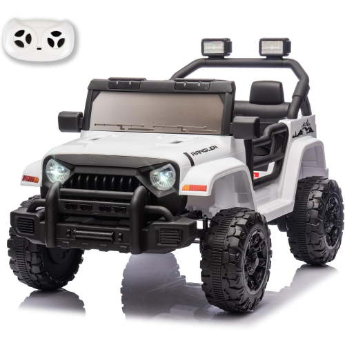 ThunderBolt 12V Kids Ride On Jeep w/Remote Control, Electric Powered Car for Toddlers & Children, 2-Speed Black Ride-On Toy with Bluetooth Music, LED Lights