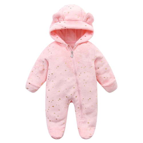 Newborn Baby Fleece Footie Snowsuit Winter Onesie Bear Warm Hooded Outfits For Girls Boys Plush Lovely Dailywear