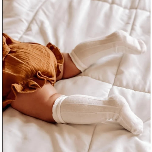 Knee High Socks in White | Reverie Threads