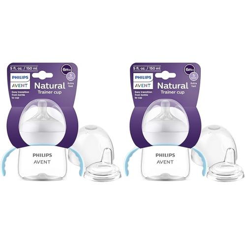 Philips Avent Natural Trainer Sippy Cup with Natural Response Nipple and Soft Spout, 5oz, 1pk, SCF263/01 (Pack of 2)