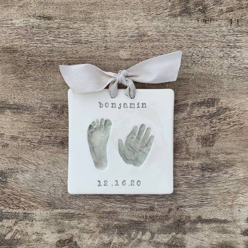 Custom Ceramic Baby Hand and Footprint Keepsake, Clay Prints, Baby Prints, Personalized Baby Gift