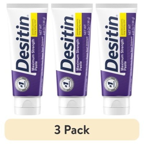 (3 pack) Desitin Maximum Strength Baby Diaper Rash Cream, Zinc Oxide, 4.8 oz