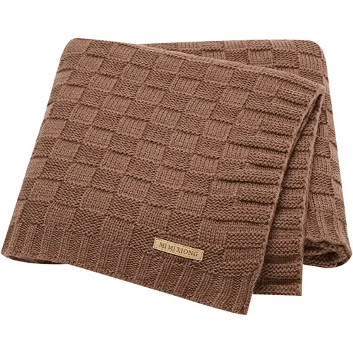 LAWKUL Baby Blankets Knit Cable Babe Blanket Soft Airy Newborn Infant Receiving Swaddling Brown Neutral Crib Stroller 40"x30"