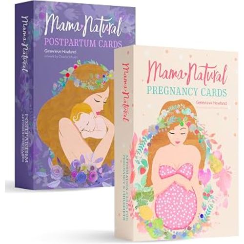 Mama Natural Pregnancy & Postpartum Affirmation Cards for Women | 100 Uplifting & Beautiful Affirmations cards to support New Mom | Gifts for new mom - Postpartum gifts for mom