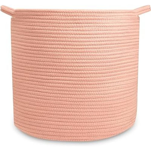 Natemia Rope Storage Basket- Nursery Bin and Toy Organizer (15”x15”x14”), Laundry Basket, Basket for Towels, Pillows and Blankets, Perfect Baby Registry Gift