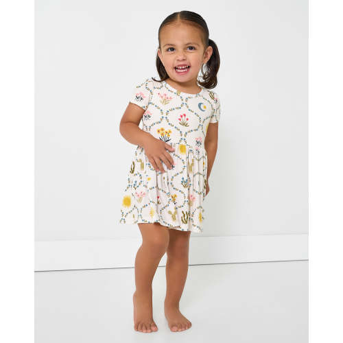 Desert Meadow Ribbed Skater Dress with Bodysuit | Little Sleepies